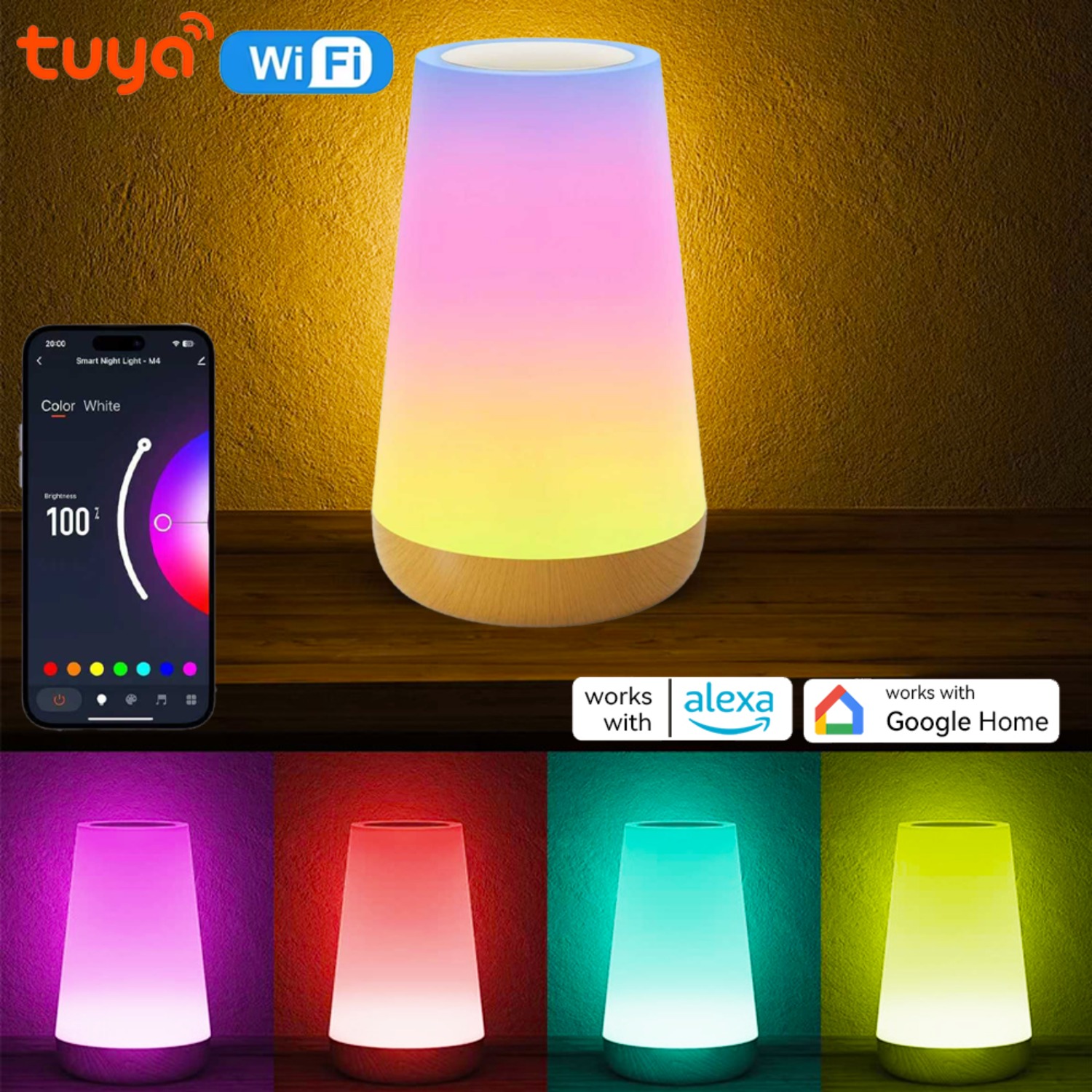USB Rechargeable Tuya WiFi Sma - Rgb Desk Lamp Smart のレビューと価格