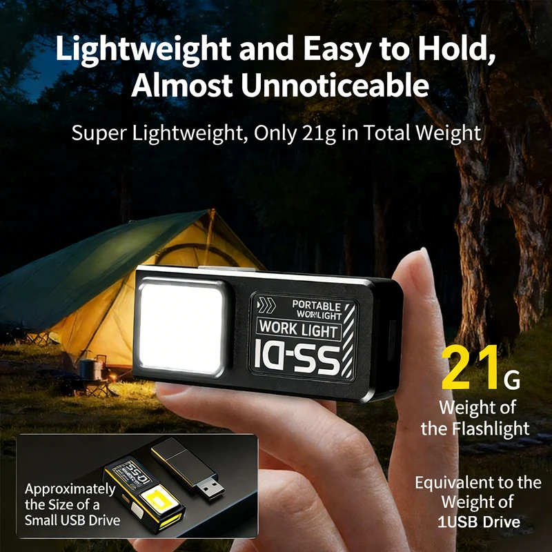 Mini COB LED Flashlight USB C  - Mini Electronics Gadgets のレビューと価格